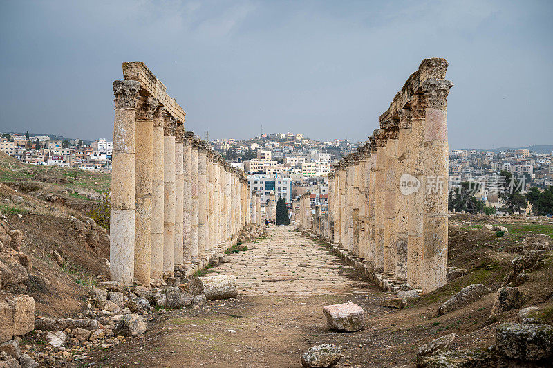 南Decamanus, Jerash, Jordan